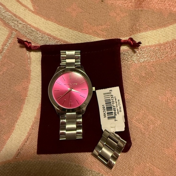 Michael Kors Pink and Silver Women's Watch - Picture 4 of 8